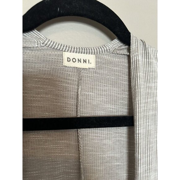 Donni. Open Oversized Lighter Weight Cardigan Striped Ribbed One Size Ivory Gray - Picture 4 of 8